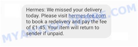 Hermes redelivery scam message